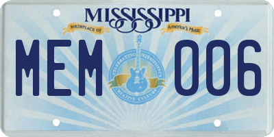 MS license plate MEM006
