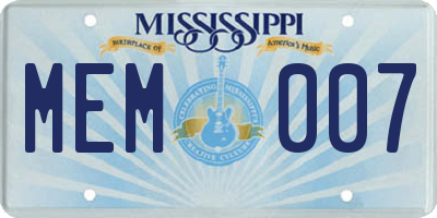 MS license plate MEM007