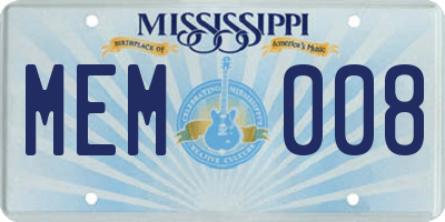 MS license plate MEM008