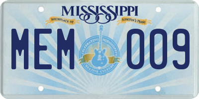 MS license plate MEM009