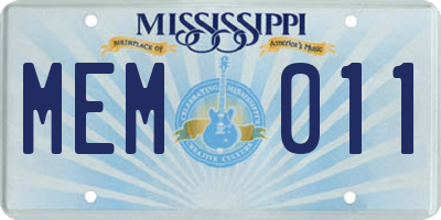 MS license plate MEM011