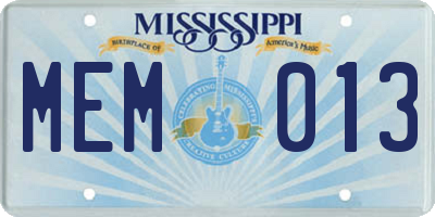 MS license plate MEM013