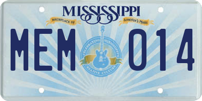 MS license plate MEM014