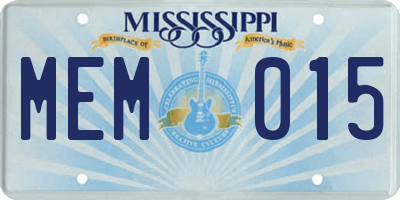 MS license plate MEM015