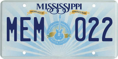 MS license plate MEM022
