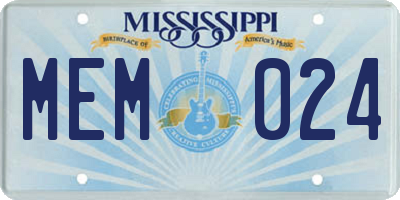 MS license plate MEM024