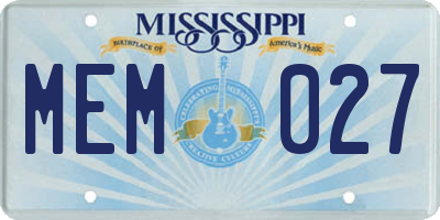 MS license plate MEM027