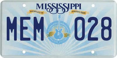 MS license plate MEM028
