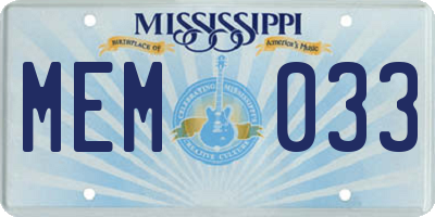 MS license plate MEM033