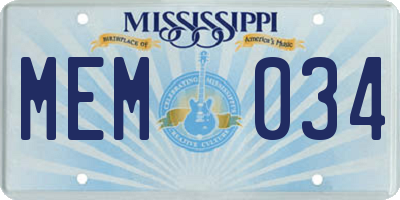 MS license plate MEM034
