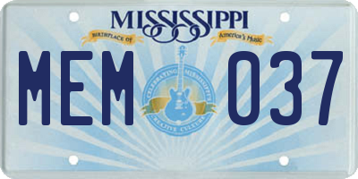 MS license plate MEM037