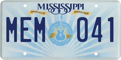 MS license plate MEM041
