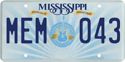 MS license plate MEM043