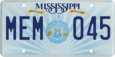 MS license plate MEM045