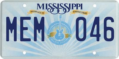MS license plate MEM046