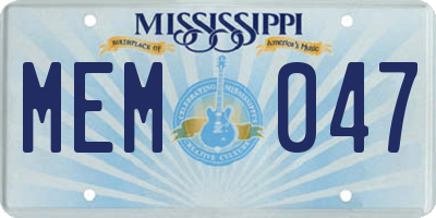MS license plate MEM047