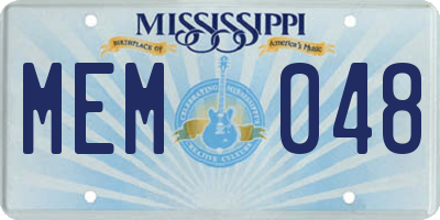 MS license plate MEM048