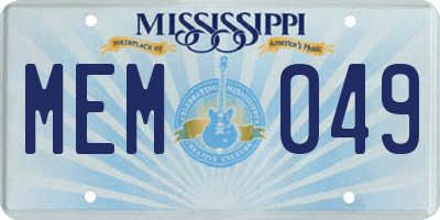 MS license plate MEM049