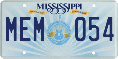 MS license plate MEM054