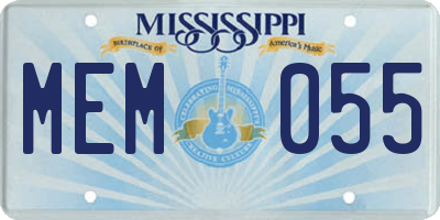 MS license plate MEM055