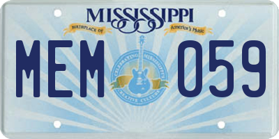MS license plate MEM059