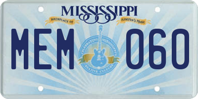 MS license plate MEM060