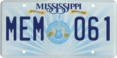 MS license plate MEM061