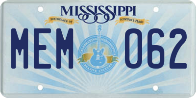 MS license plate MEM062