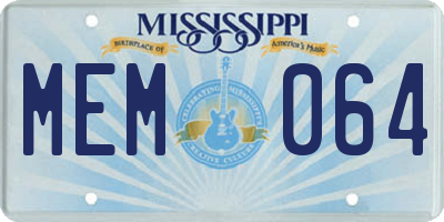 MS license plate MEM064