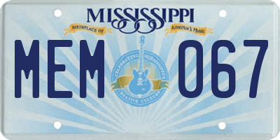 MS license plate MEM067