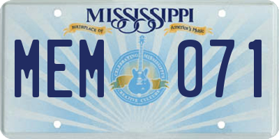 MS license plate MEM071