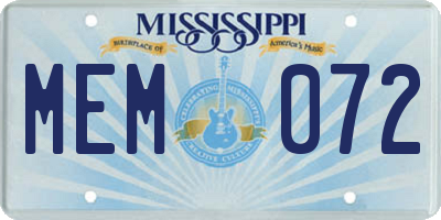 MS license plate MEM072