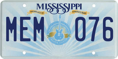 MS license plate MEM076
