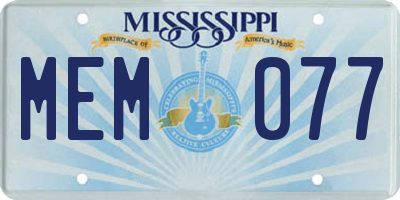 MS license plate MEM077