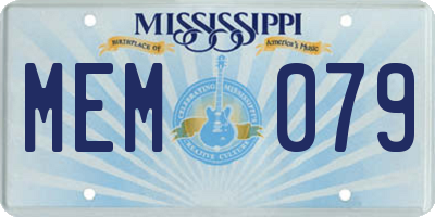 MS license plate MEM079