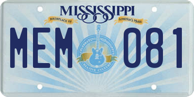 MS license plate MEM081