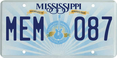 MS license plate MEM087