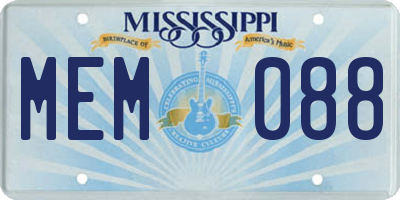 MS license plate MEM088