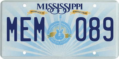 MS license plate MEM089