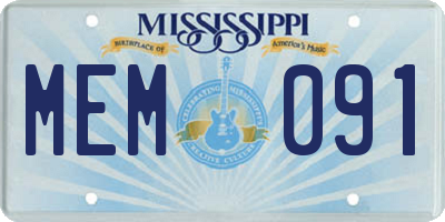 MS license plate MEM091
