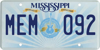 MS license plate MEM092