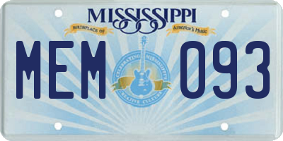 MS license plate MEM093