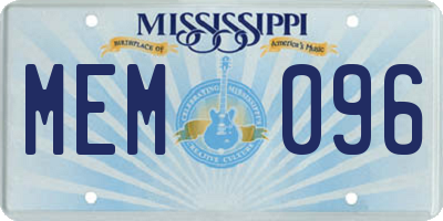 MS license plate MEM096