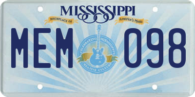 MS license plate MEM098