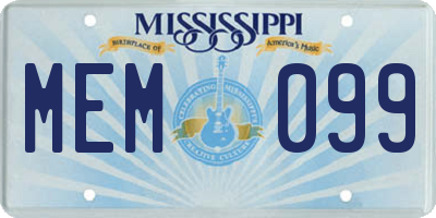 MS license plate MEM099