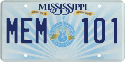 MS license plate MEM101