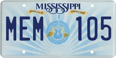 MS license plate MEM105