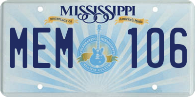 MS license plate MEM106