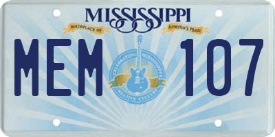 MS license plate MEM107
