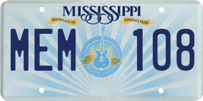 MS license plate MEM108